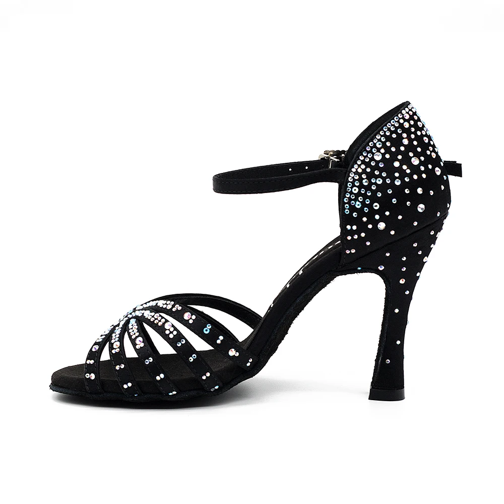 Suphini Latest Starry Crystal Flare Heel dance women social heels salsa shoes latin dancing shoes