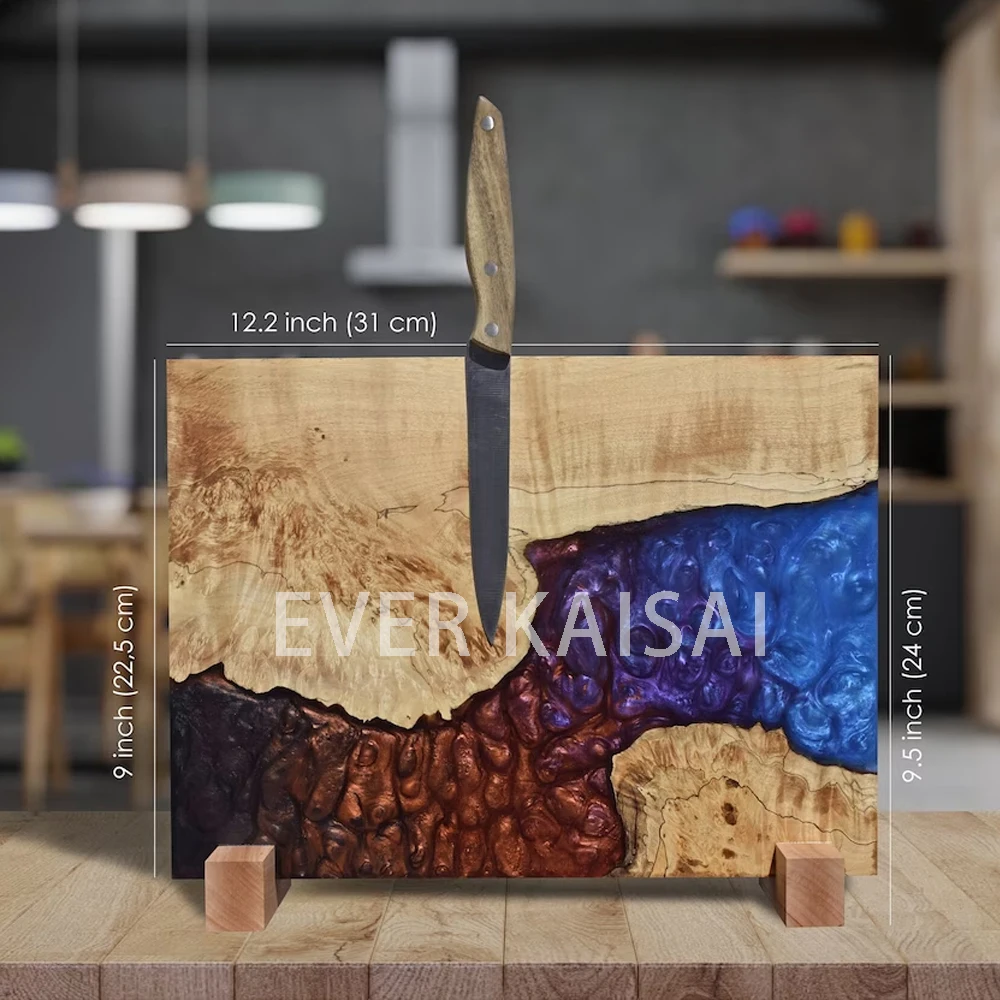 Wood and Epoxy Resin Magnetic Knife Block with Strong Magnets, Olive wood resin knife block with holder