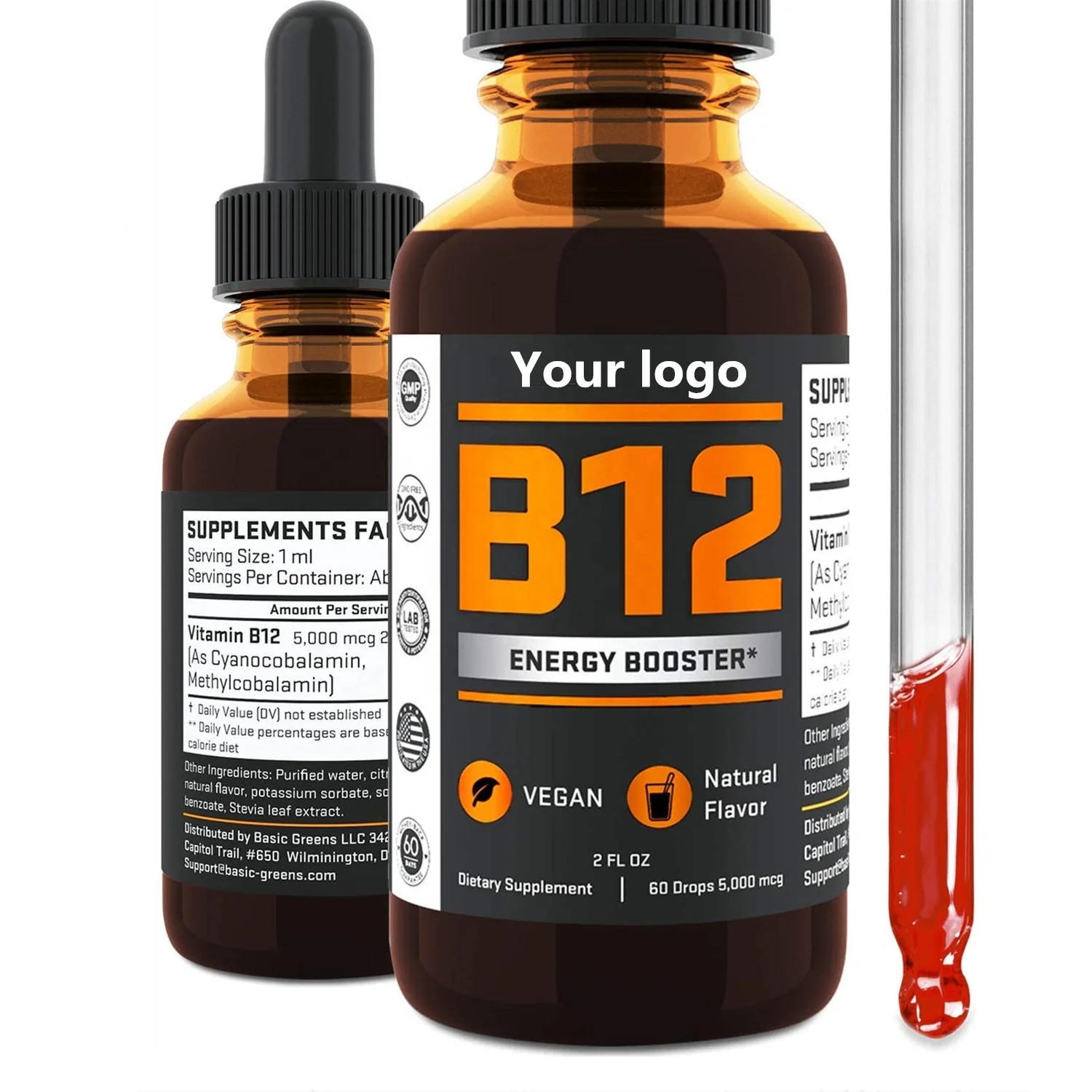 От частной марки, оптовая продажа витамин B12 капель жидкости витамин B12 сублингвальная капли для повышения энергии 30/60 мл