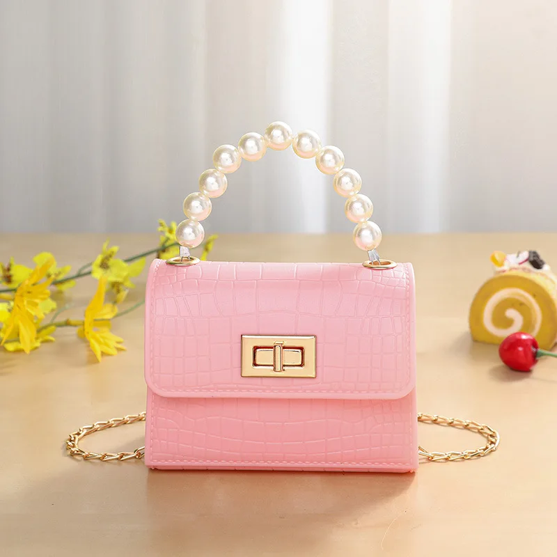 Mini Jelly Hand Bag Women Purses And Handbags Alligator Pattern Pearl Candy Color Ladies Hand Bags 2024