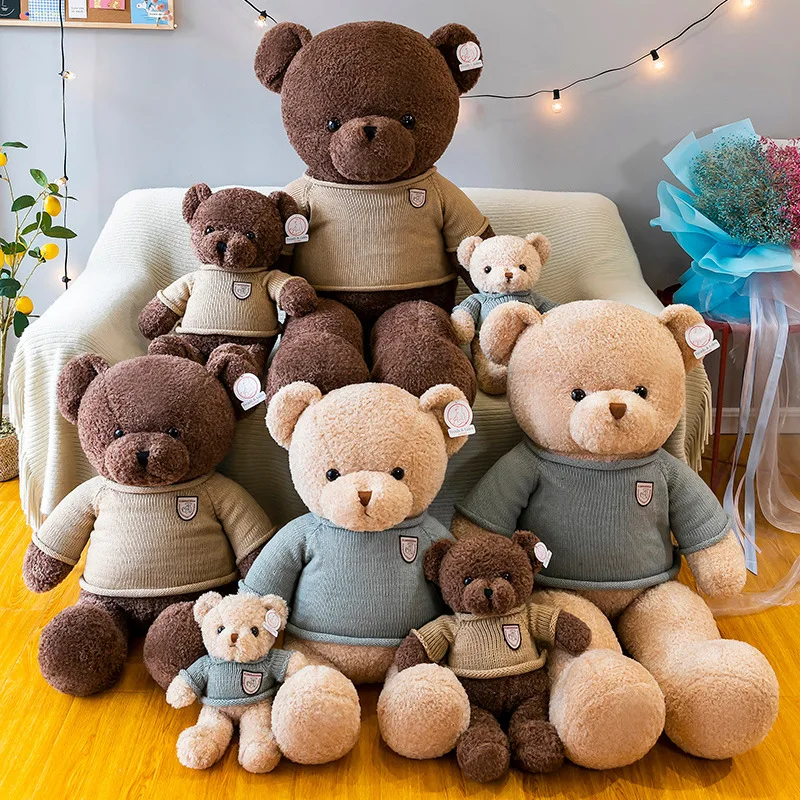 20 Designs Small Teddy Bears Bulk Wholesale Plush Toy Soft Little Bear With Sweater Kids Stuffed Pillow Gift