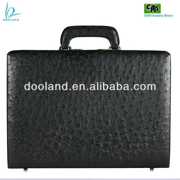 Luxury high quality gentlemen London authentic real ostrich skin briefcase box bag