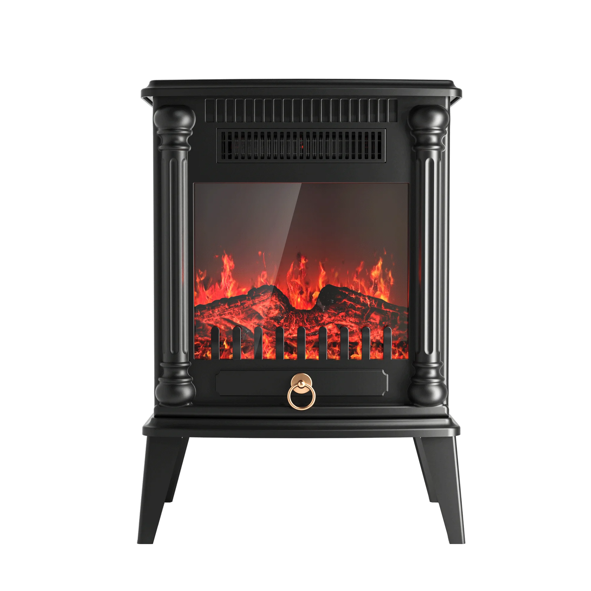 Hot selling single door pure black color 3D atomizing fireplace decoration