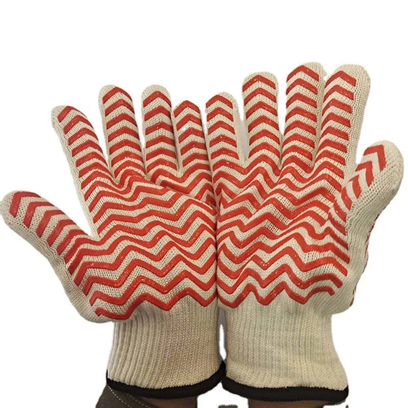 Silicone dot heat-resistant mitten Premium insulated barbecue safety mitten