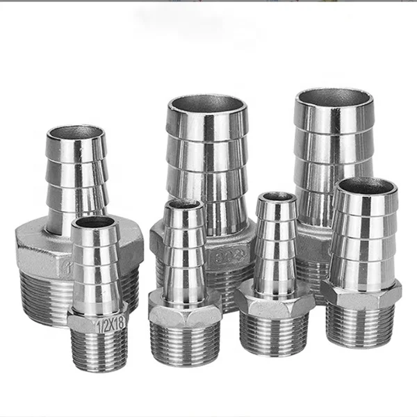 Customized Wholesale  Stainless Steel 201 304 Thread Hex hose Nipple Leather pipe joint Pipe Fitting aluminium pipes joints