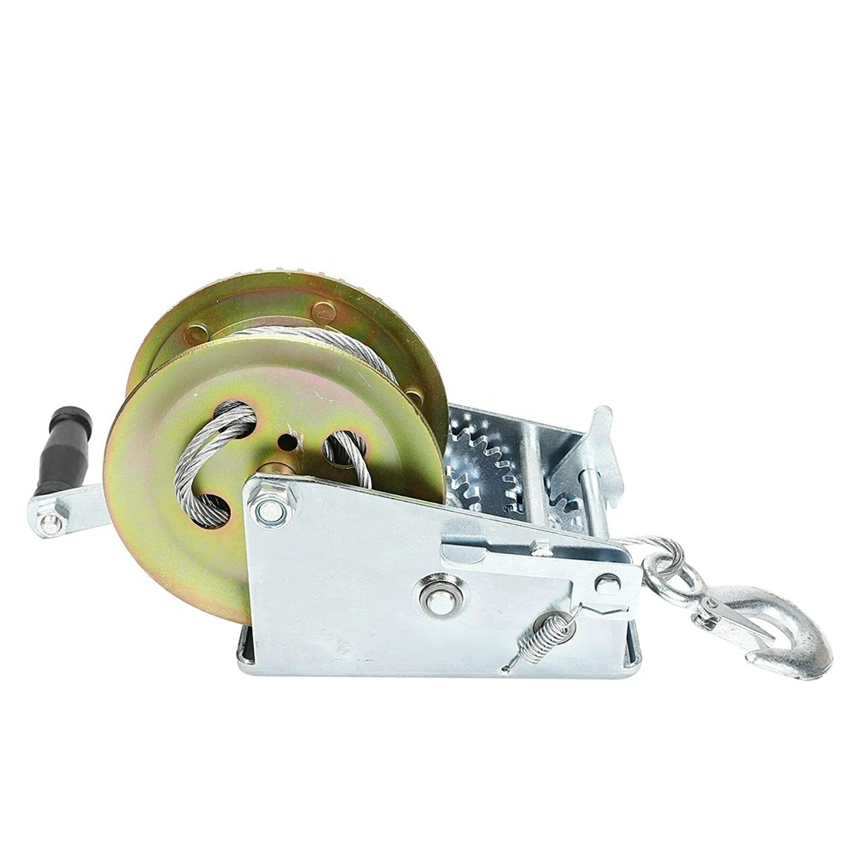 Hardened Steel Dual Gears Hand Winch 3500lbs With 33FT Cable Hand Crank Manual Boat ATV RV Trailer Marine Heavy Duty Hand Winch