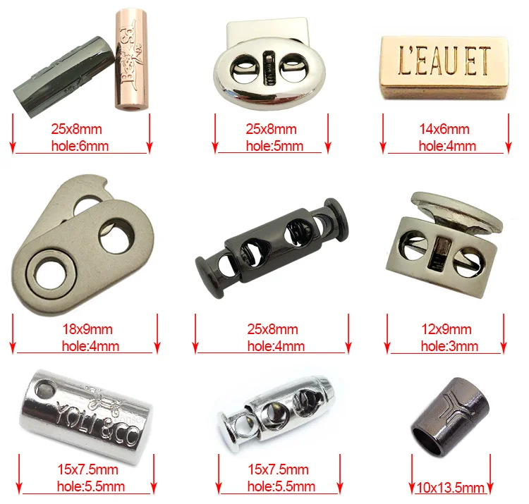 Cube shape making custom logo brand metal cored end stopper for swimwear