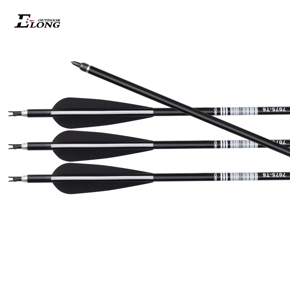 Elong Outdoor 7075-T6 2219 Black Shaft Aluminum Arrows Plastic Vane For Coumpound Bow