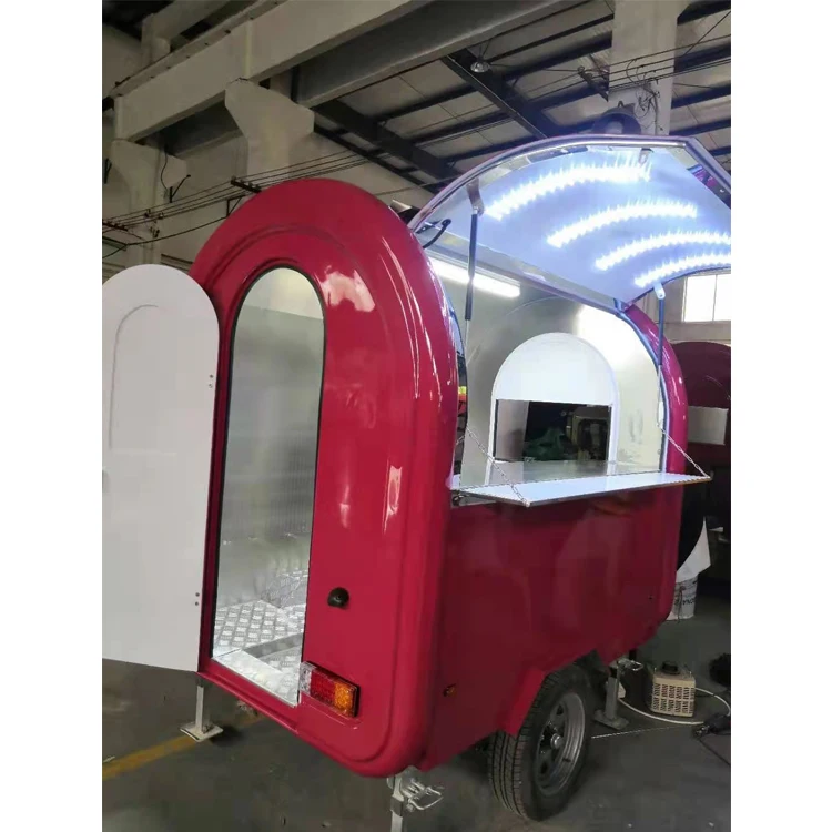 We QT Customized food truck cart fast food machine snow cone trailer food cart cooking trailer white/pink hamburger carts