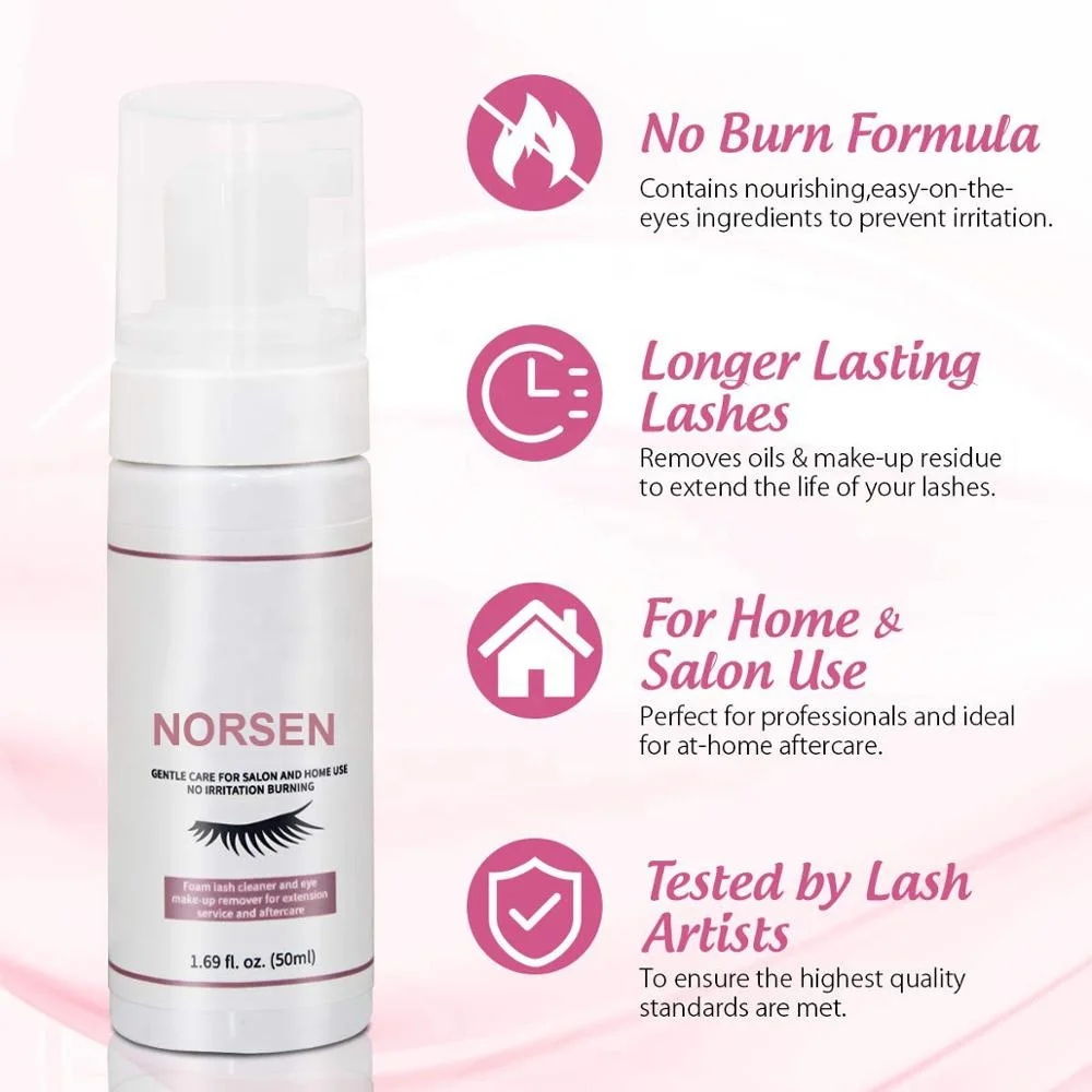 Private Label Eyelash Extension Cleanser Eyelid Foaming Cleanser Lash Foam Shampoo for Extensions Fur PBT Mink Hand Made 3 Years