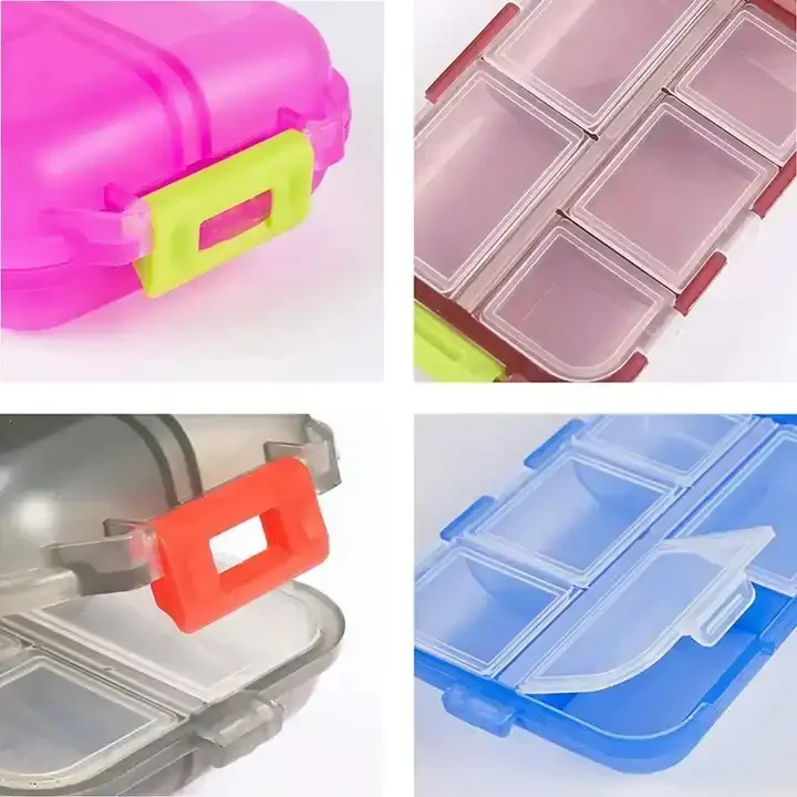 ODM /OEM Portable Pill Case Plastic Pill Box Dispenser with 10 Compartments for Different Medicines