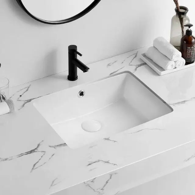 Square Under Counter Ceramic Sink Cabinet Basin Bathroom Solid Surface Porcelain Vanity Under Mount Sink