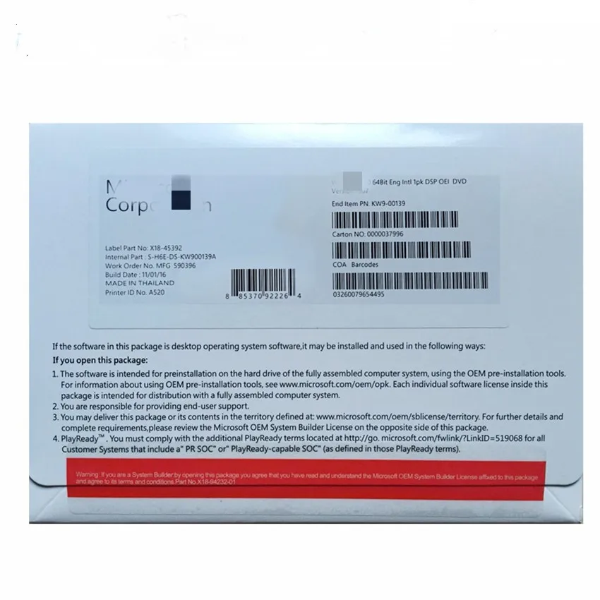 Версия OEM, цифровой код 100%, онлайн компьютерное программное обеспечение win 10 home