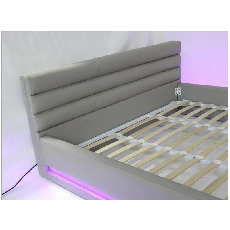 
High quality factory price royal large king size Genuine leather soft bed bedroom furniture tatami soft bed k024 