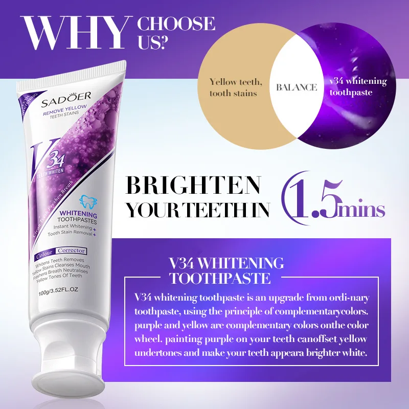 SADOERV34 Whitening Toothpaste Cleaning Dentistry Fixing Clean Toothpaste Cross-border Foreign Trade Wholesale