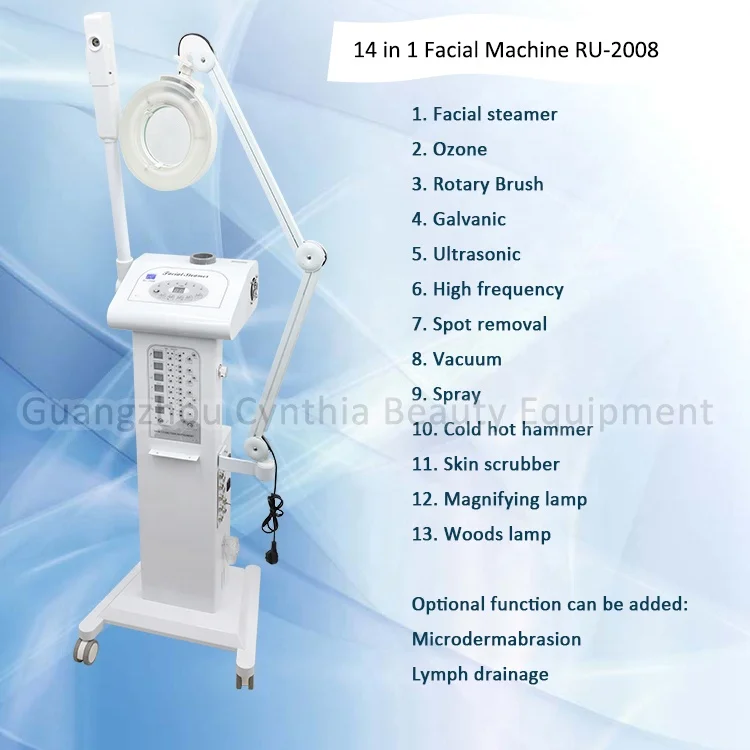 Vertical Facial Steamer 14 in 1 Multifunctional Steamer Facial 13 In 1 Beauty Instrument with CE Cynthia RU 2008