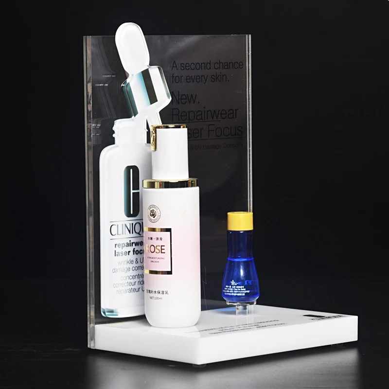 Countertop Custom Skin Care Makeup Holder Acrylic Stand/Cosmetic Makeup Counter Display