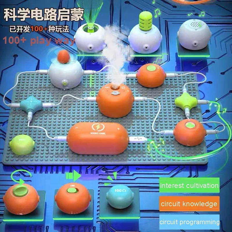 STEM Toy Electronic Circuits Building Blocks Assembling Puzzle Toys for Kids DIY Programming Physical Science Experiment Kit