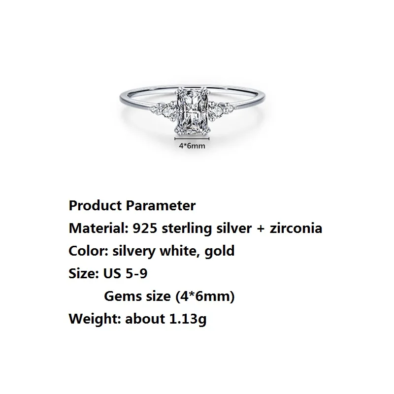 S925 silver classic cut 1 carat ring light luxury ring all-match temperament wedding ring