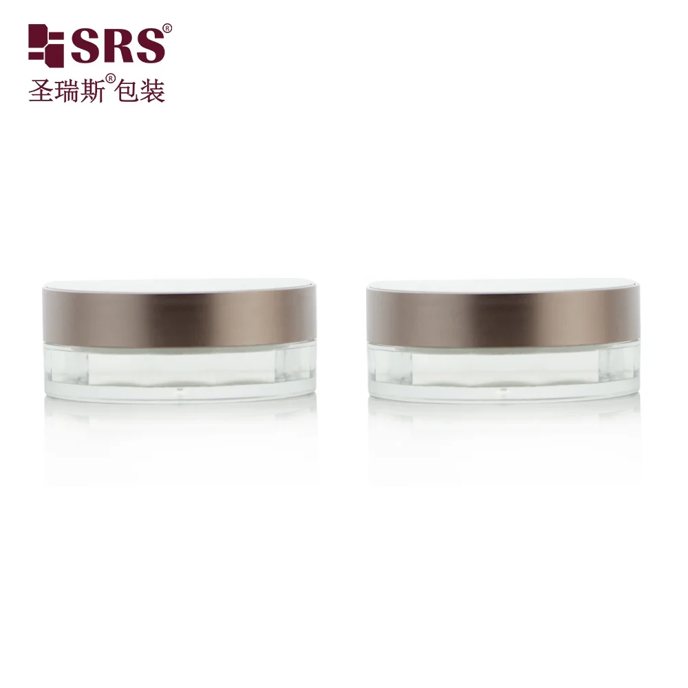 S030-15g Empty Refillable Cosmetic Loose Powder Container with Elastic Sifter Plastic Jar with Elastic Mesh For Make up Setting