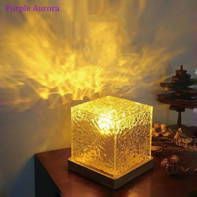 Desk Rotating Water Ripple Pattern Atmosphere Lamp 16 Colors LED Crystal Table Lamp for Decoration Night Light