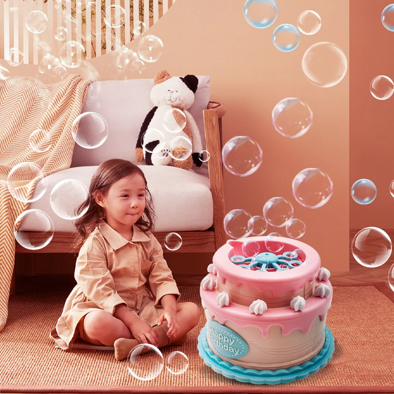 Happy Birthday Cake Bubble Machine Music Song Party Funny Electric Automatic Kids Bubble Blower Toys Making Toys