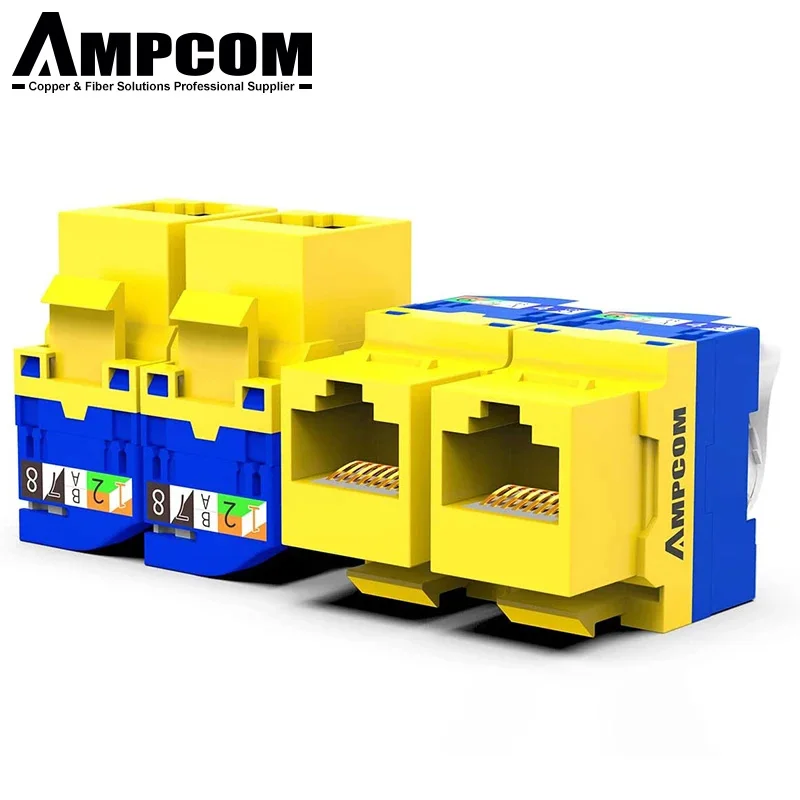 AMPCOM  CAt6 Tool-Less RJ45 Keystone Jack Self-Locking Cat5e Keystone Module Adapter No Punch-Down Tool Required Couplers
