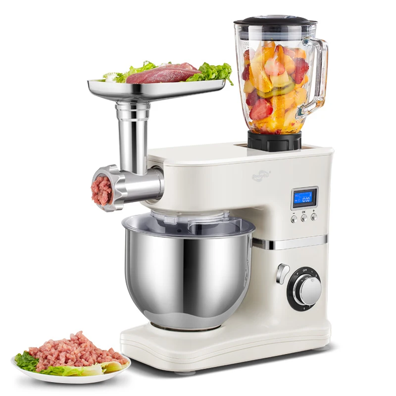 Stand Mixer 8 Speed with Digital Timer Electric Kitchen Mixer Dough Whisk Beater Meat Grinder Sausage Juice Blender