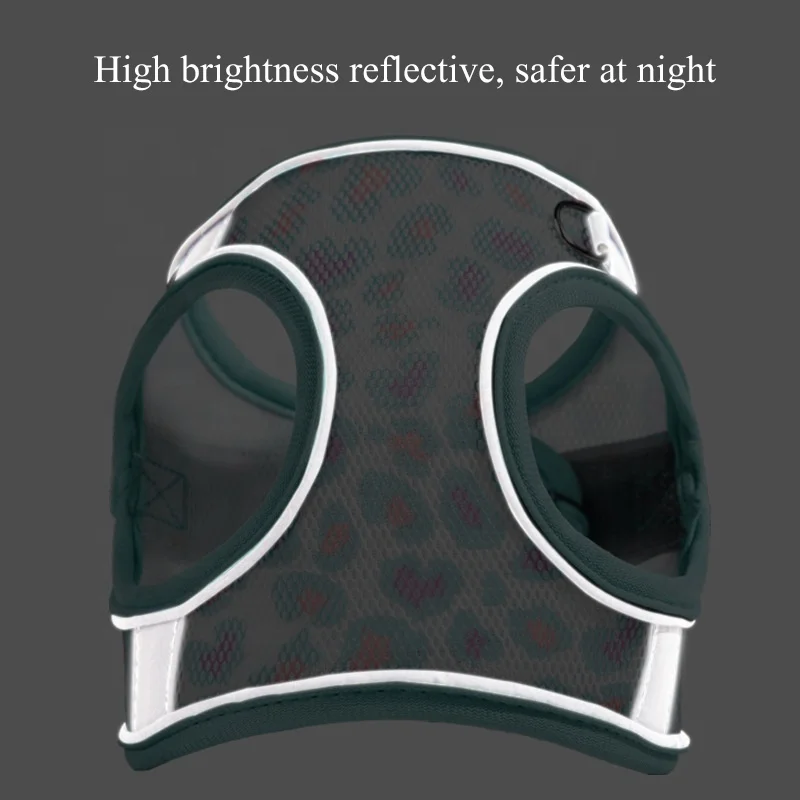 Leopard Print Breathable Mesh Cat Dog Harness and Leash Set Small Medium Pet Cat Harnesses