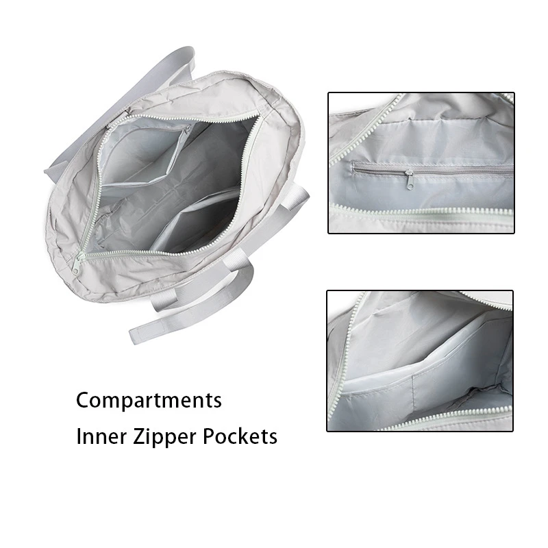 custom foldable nylon large tote bag for women sports travel yoga gym bag waterproof ladies shoulder bag big handbags 2024