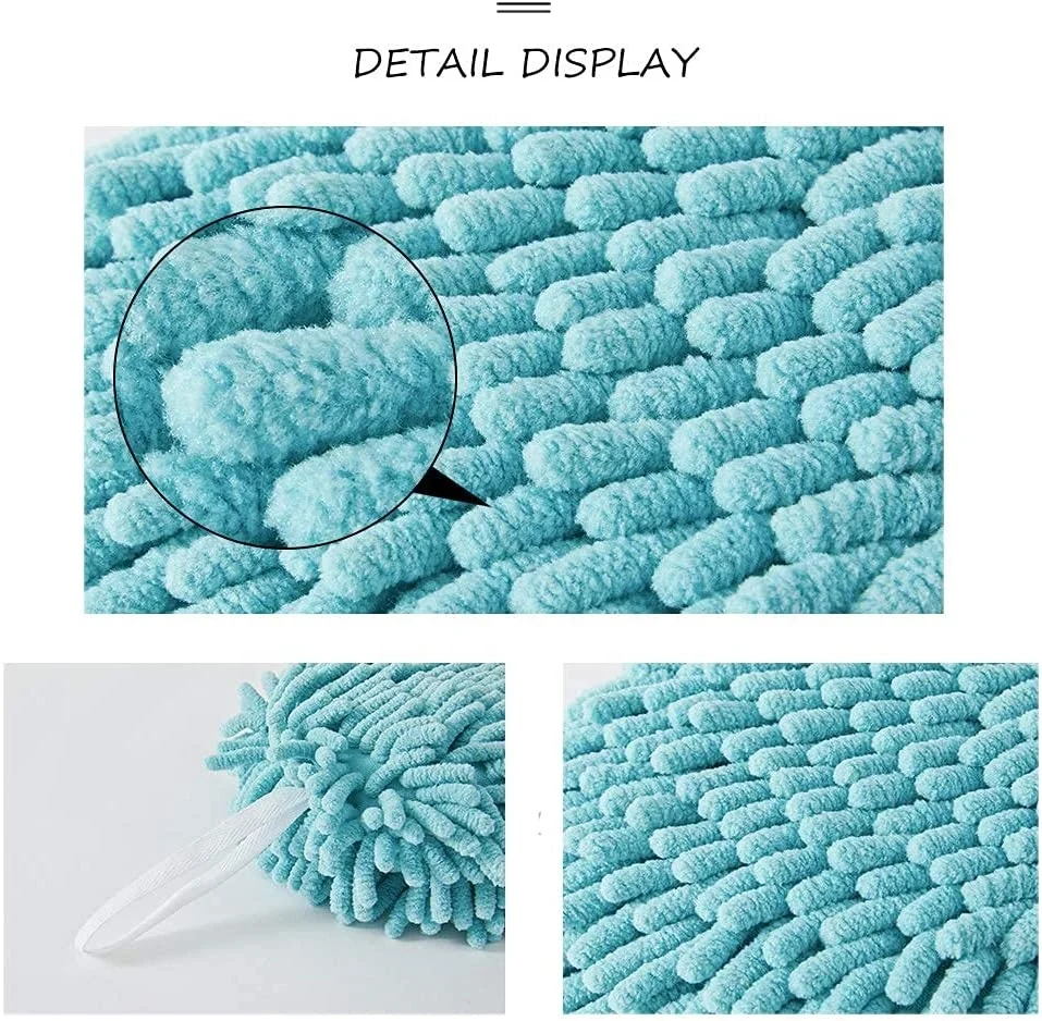 Soft absorbent quick drying decorative little towel ball hanging loop kitchen bathroom chenille handball hand towel