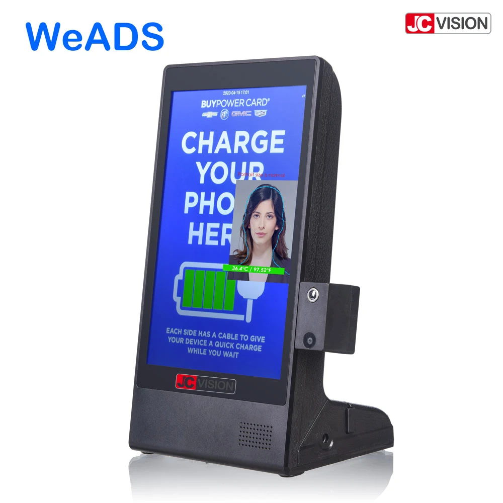 Jcvision 8 дюймов Wi-Fi дисплей рекламы с измерением температуры меню Powerbank для ресторана
