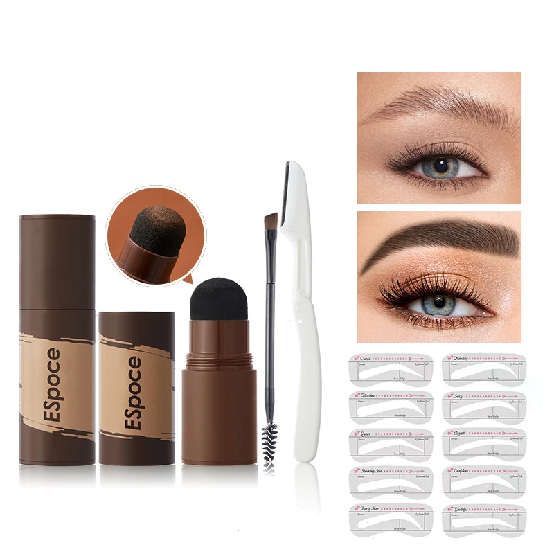 OEM/ODM Eyebrow Stamp Stencil Kit with Reusable Eyebrow Stencil, One Brushes brow stamp And Eyebrow Trimming Knife Brow Stamp