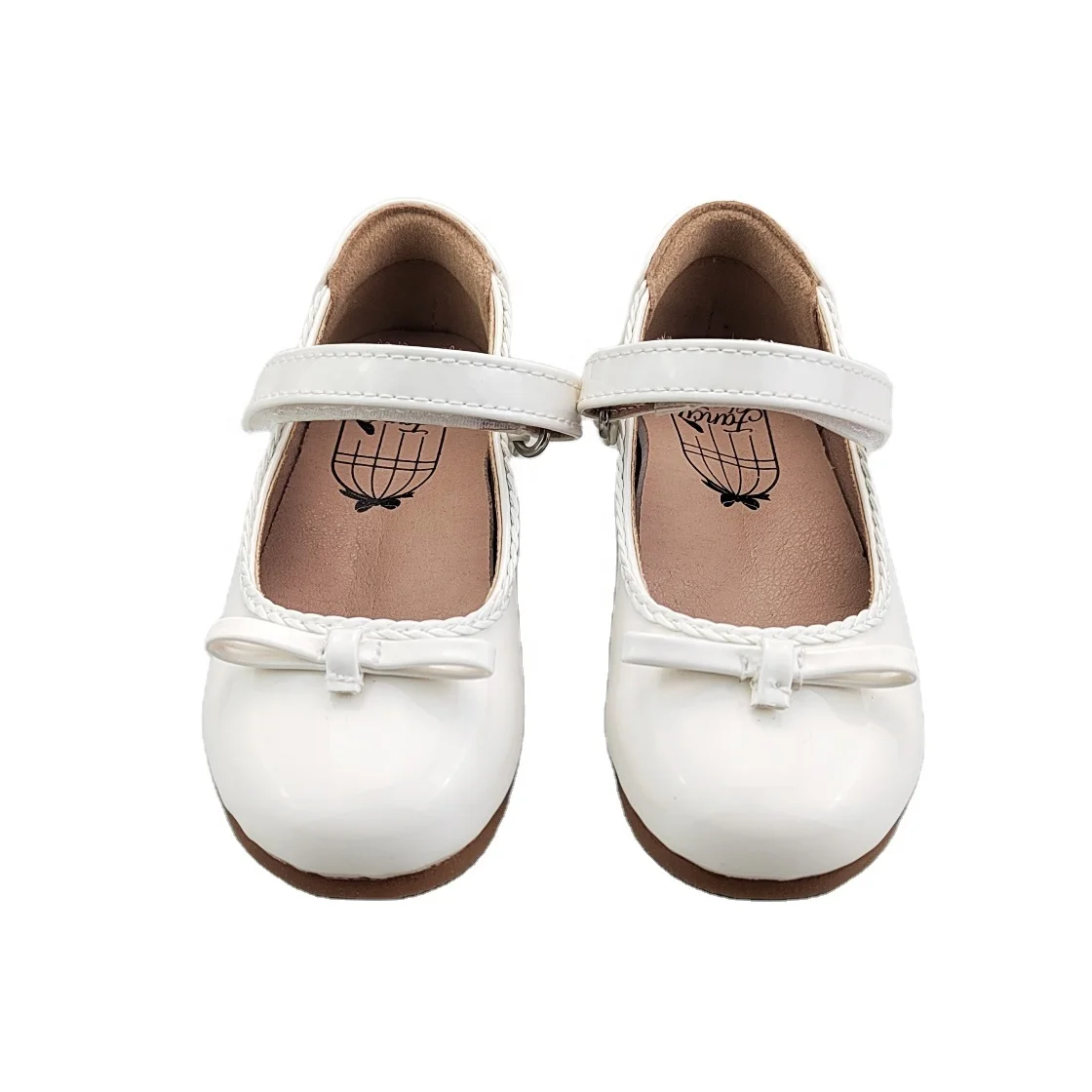 Infant Kids Girls Hard Sole Bowknot Princess Wedding Dress Mary Jane Flats Pre walker Children Light Stock Shoes