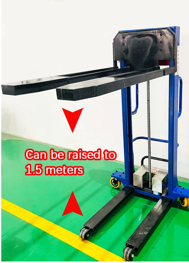 500kg 1000kg self loading portable forklift 1500kg mini small hand manual semi electric self load lifting stacker