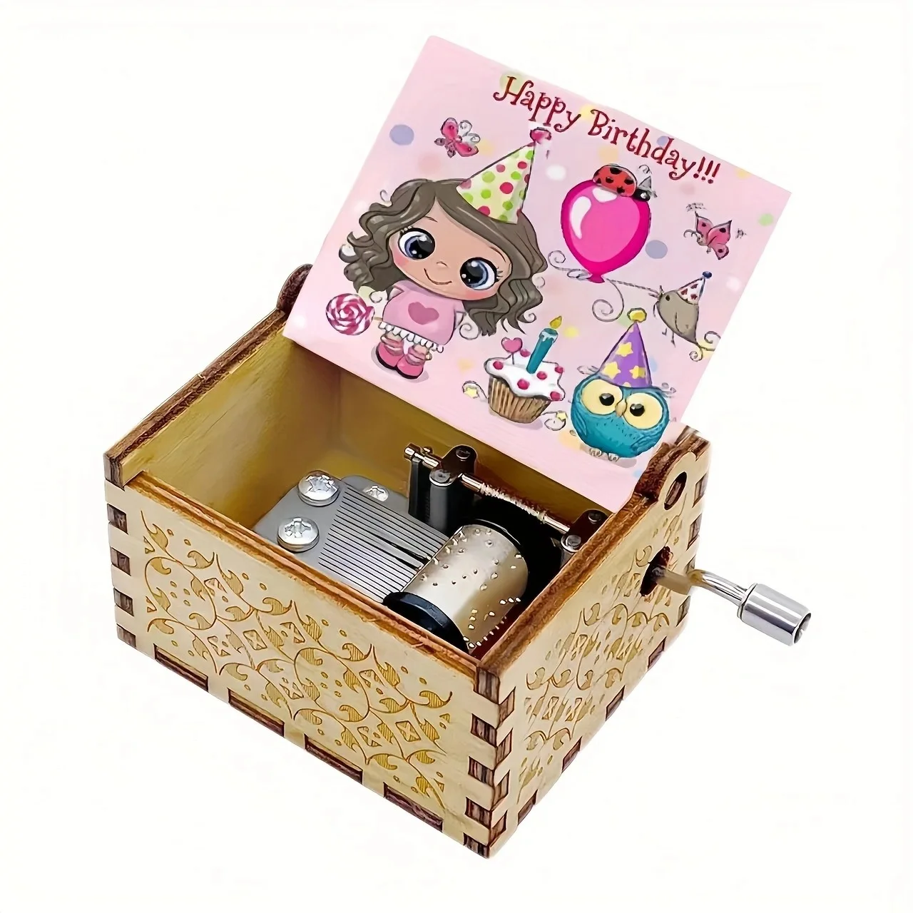 Mini Size Good Price Wooden Happy Birthday Handheld Music Box
