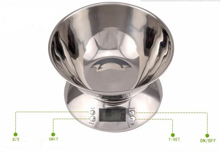 Digital Food Kitchen Scale 5kg 1g Capacity With Bowl