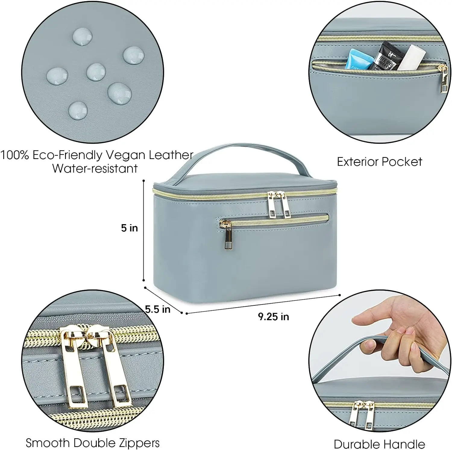 Custom Logo Makeup Bag Travel Make Up Organizer Cosmetic Brush Bags Case In Eco Vegan Leather For Women