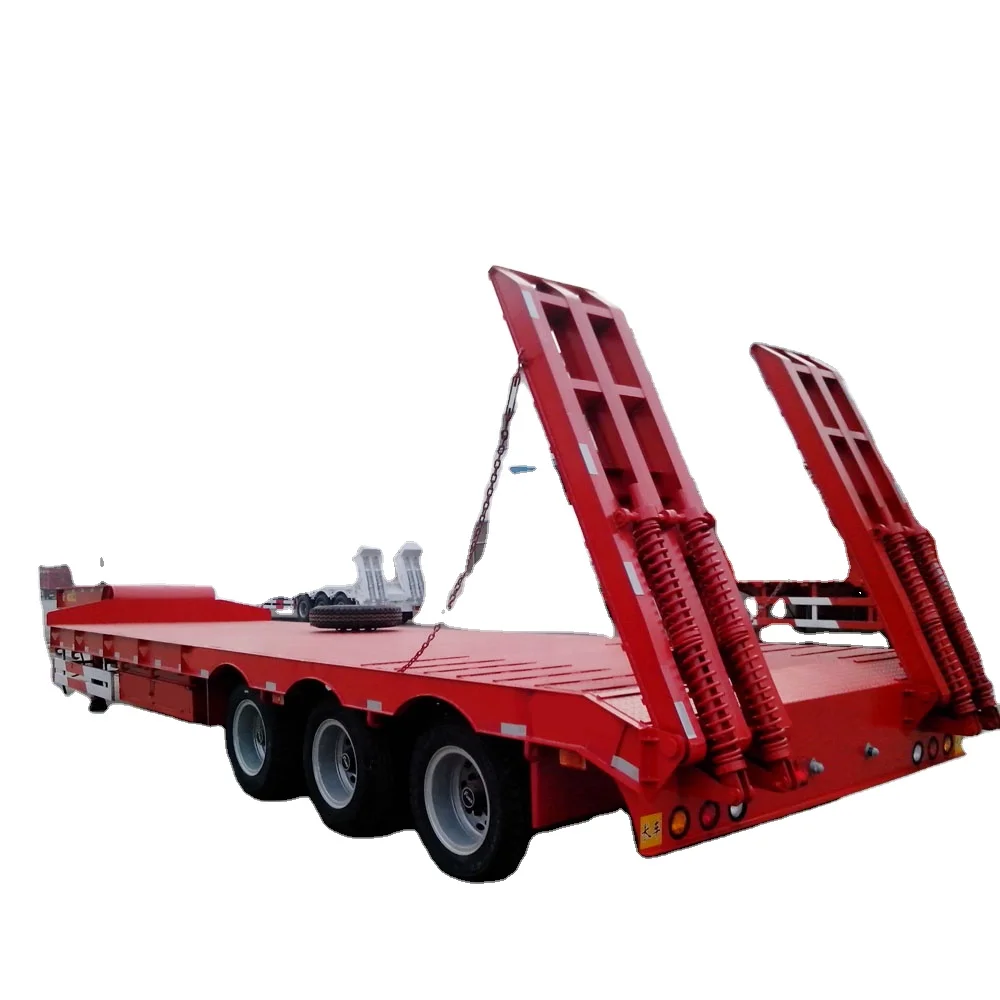 Customized 40FT Chassis 3 Axle Excavator Transport  Low Bed Trailer for sale