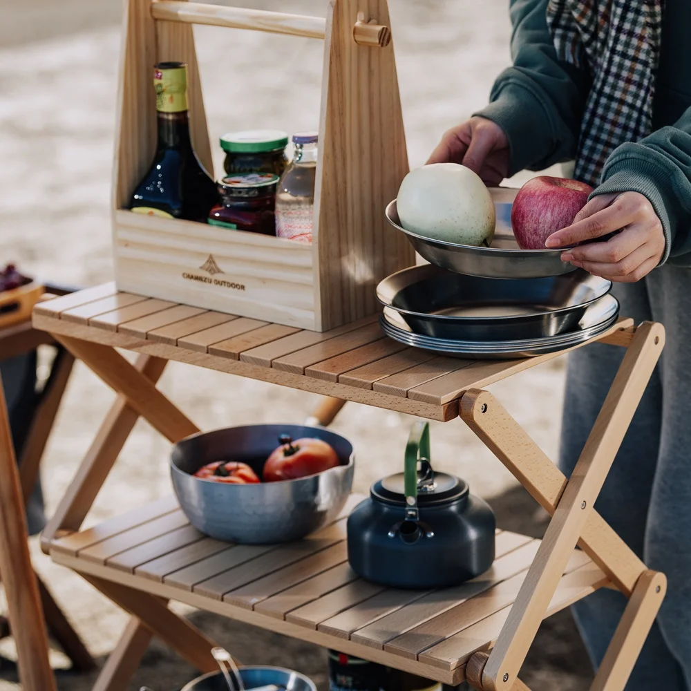 Новый продукт деревянная Складная портативная четырехслойная полка для