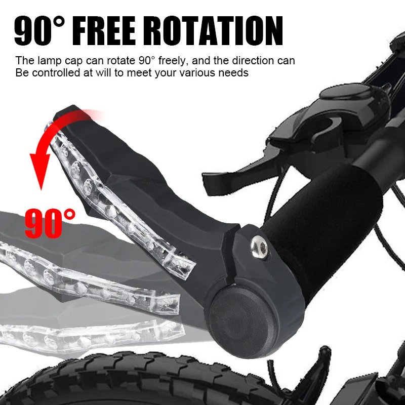 Bike Handlebar Turn Signal Lamp Bike Bar Ends with Turn Signal LED Light for 22.2mm Mountain Bike Bar