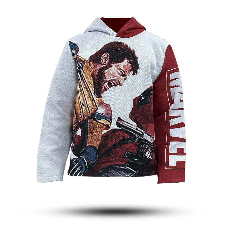 Low MOQ tapestry clothing manufacturer Quick custom marvel tapestry hoodie men