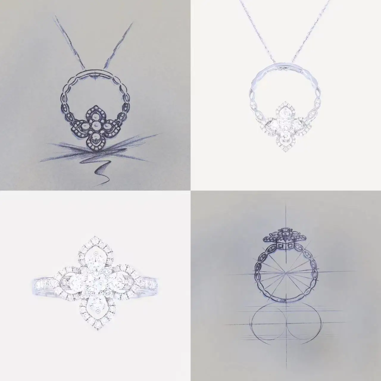 Wholesale Jewelry 18K Solid Gold Real Natural Diamond Ring Earring Necklace and Pendant ODM OEM Available