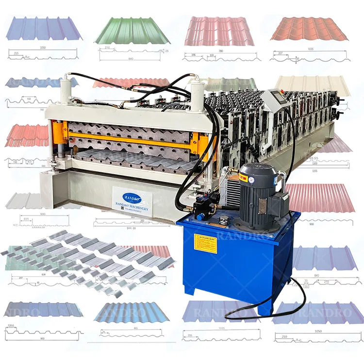 RANDRO Trapezoidal Colored Steel Sheet Roofing Roll Forming Machine Automatic Metal Roof Tile Making Machine