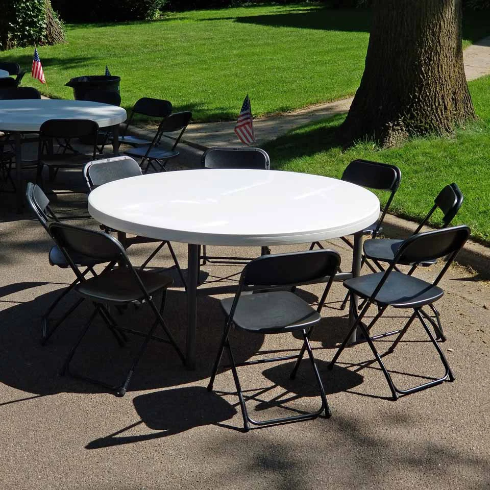 6//5/4ft Wholesale Outdoor Party Wedding Catering Folding in Half Plastic White Round Table
