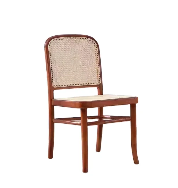 Best-Selling Nordic Modern Dining Chair Black Brown Natural Wood Cane Wicker Rattan Back Home Office Furniture Kitchen