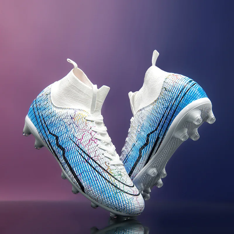 Wholesale hot selling high top tf broken nails ag nails leather training football shoes  men casual sports running shoes