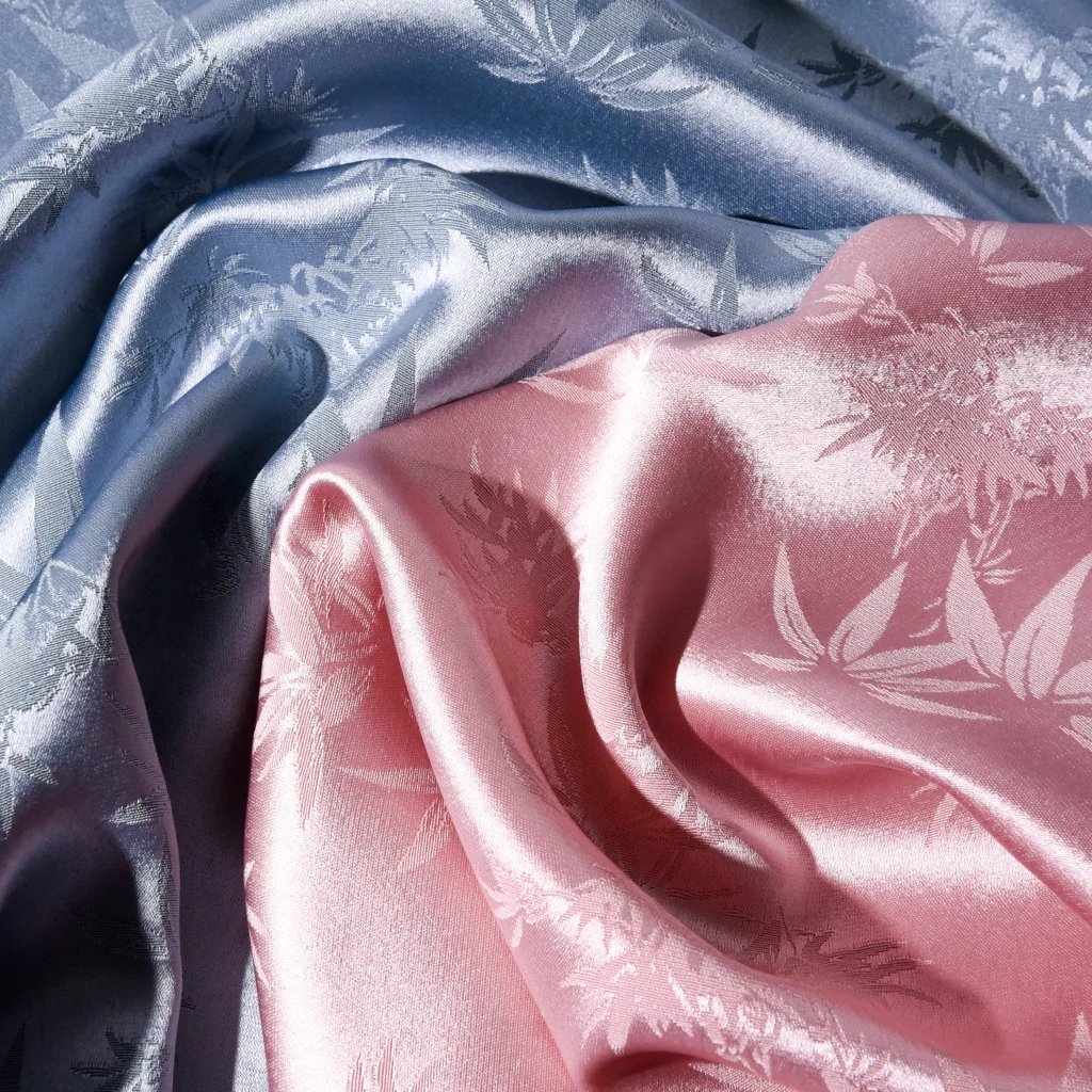 KUNYE designer sustainable bamboo jacquard acetate satin silk  fabric for evening dress