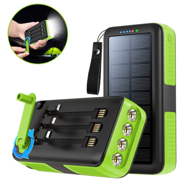 Private model with line solar power bank, 30000 mAh hand crank power bank,outdoor mobile power supply manufacturer