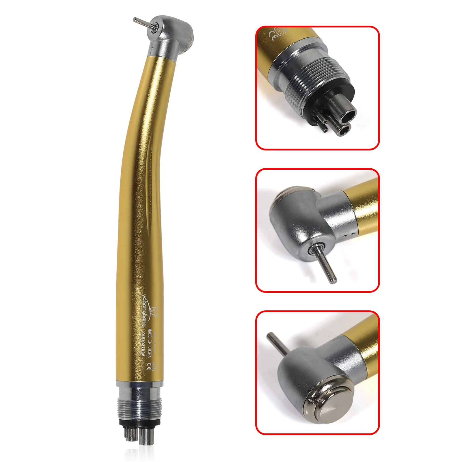 Hot Selling! Dental 4 Hole Standard Head Push Button Air Turbine High Speed Handpiece Gold Color fit NSK PANA MAX